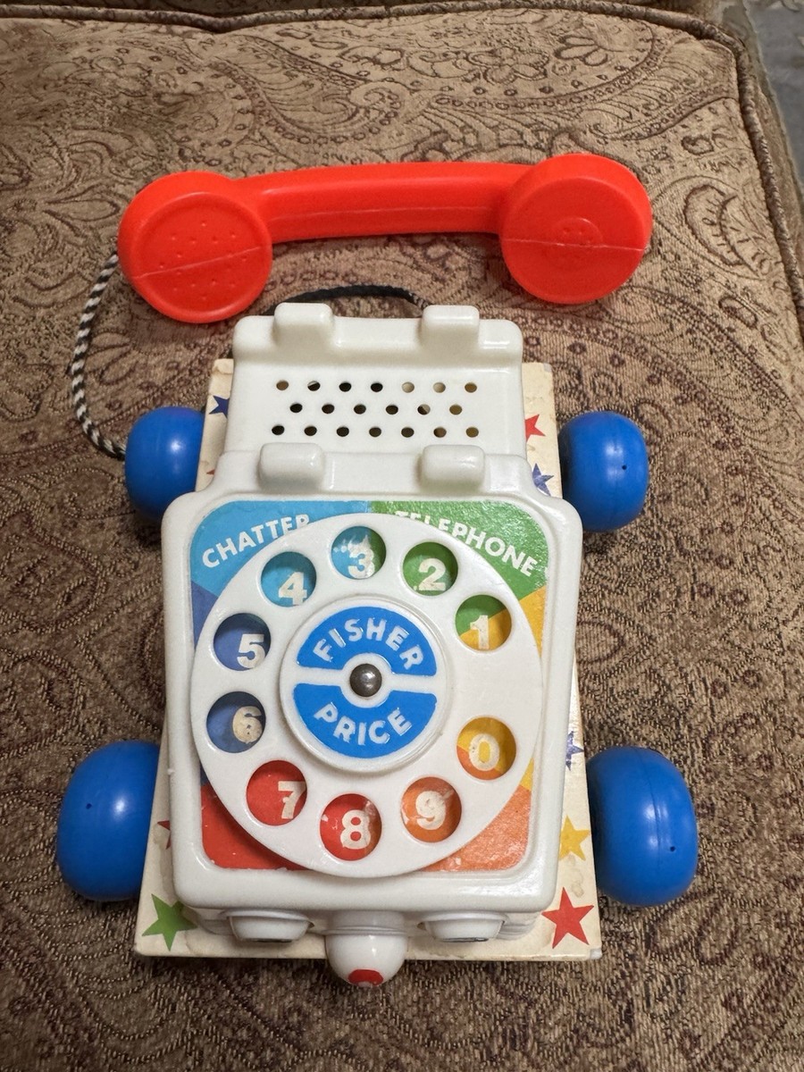 Vintage 1961 Chatter Phone Telephone Pull Toy with Moving Eyes By