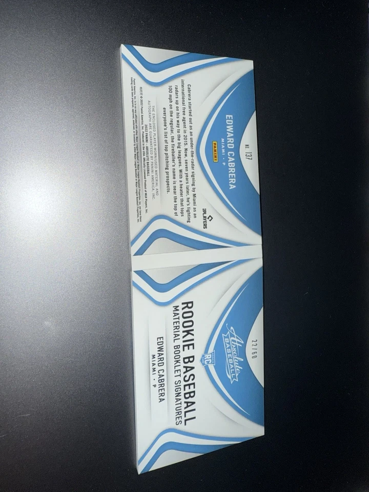 Edward Cabrera Rookie Auto 2022 Panini Material Booklet Signatures Baseball /60! - Image 4 of 4