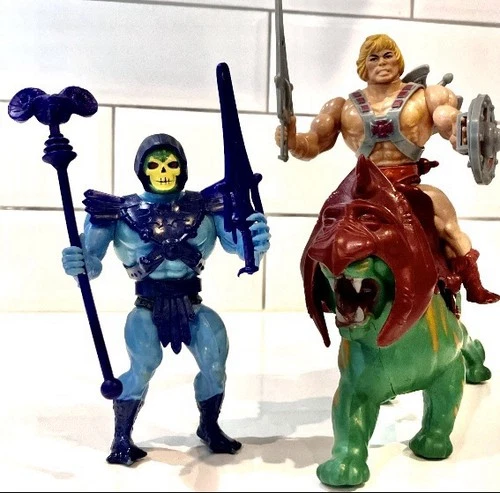 Vintage MOTU He-Man, Skeletor, Battlecat - Display Set Masters Of The Universe