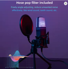USB RGB Condenser Microphone Noise Reduction for PC Gaming Streaming