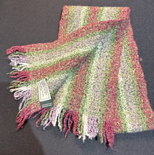 Mucros Weavers Scarf Killarney Ireland Merino Cashmere Blend Fringe Pink Purple