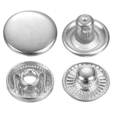 60Set Press-Stud Cap Button 12.5mm Metal Snap Fastener for Leathers, Silver