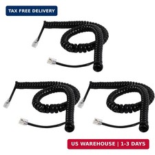 3PCS Landline Phone Cord 10ft Uncoiled 1.2ft Coiled Universal Cable Black Office