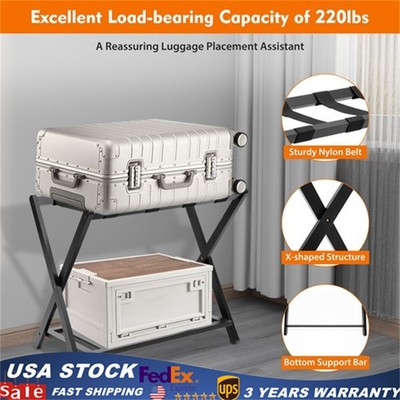 Folding Luggage Suitcase Rack Bamboo Foldable Hotel Shelf Stand For Travel&Home