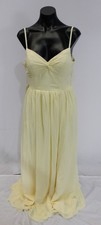 Azazie Women's Zeya V-Neck Pleated Chiffon Dress EH6 Lemon Sorbet Size A8 NWT