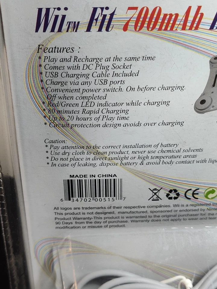 Batería Wii Fit 700mAh HVG2 NUEVA SELLADA Raro Encontrar Foto 3 de 4