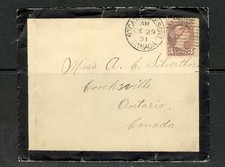CANADA 1891 ST CATHERINES 3 CENT SMALL QUEEN MOURNING COVER TO COOKSVILLE