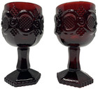 Vintage Avon Ruby Red Cape Cod Wine Glass Goblets Candle Holders 4.5” H 2” W — photo 1