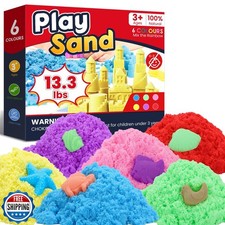 FURWEY 13.3lbs Play Sand,Mixed Packaging of 6-Color Sensory Sand,