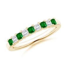 Angara Natural Square Emerald and Diamond Wed...
