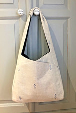 Linen Shoulder Bag Boho Slouch - Fully lined with pockets -Ada & Ina