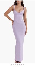 Lavender Corset Maxi Bodycon Dress Sleeveless Sweetheart Neck Backless