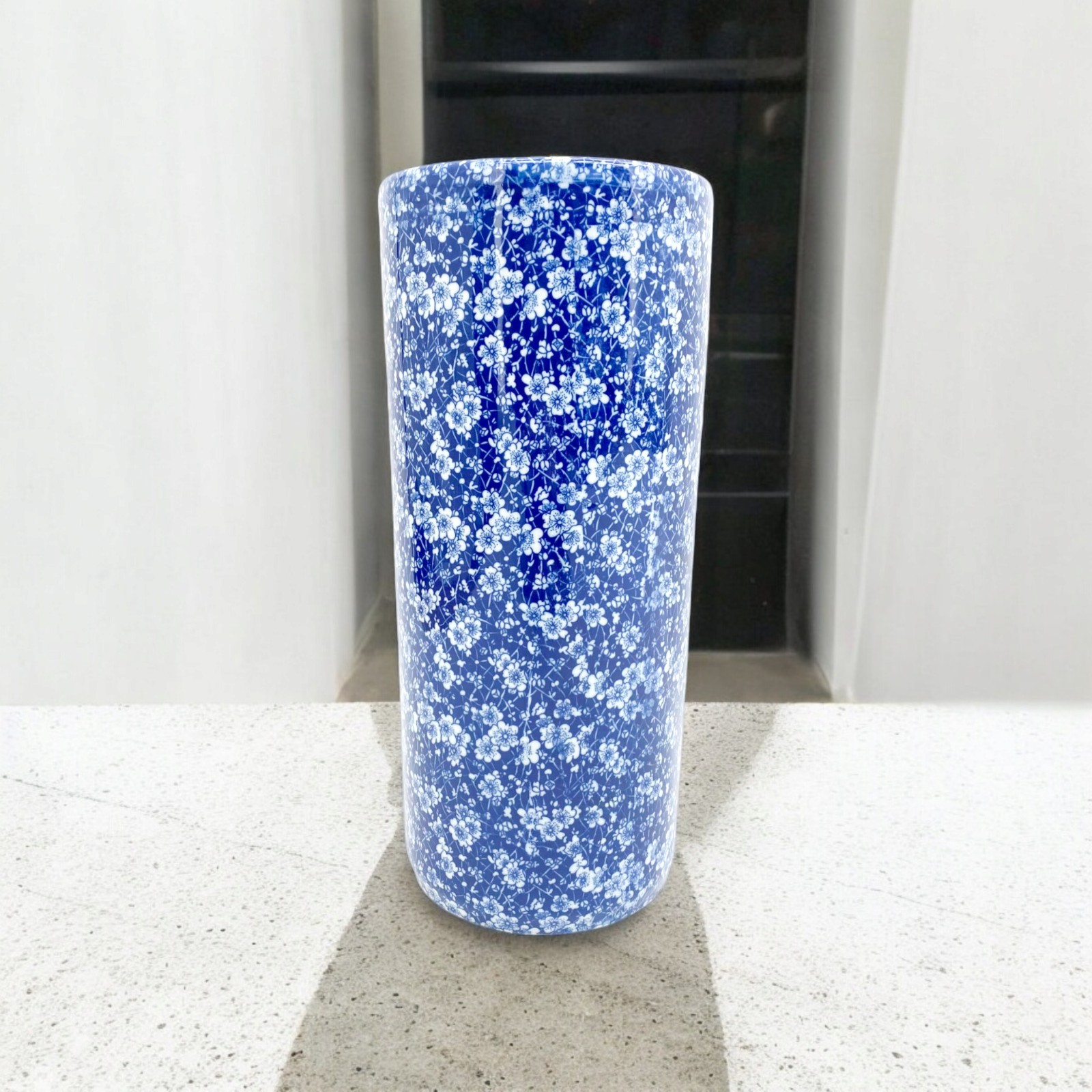 Blue Floral Ceramic Round Umbrella stand A Sophisticated Touch for Home