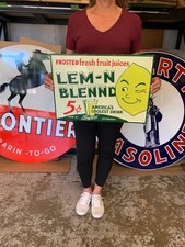 Antique Vintage Old Style Sign Lemn Blend Soda Drink Made in USA