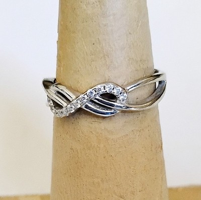 LACN FRIENDSHIP RING Sterling 925 Diamond Accents Infinity Symbol 2 gr Sz 6.5
