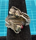 Vintage Sterling Silver Dragon Ring - Size 9.25