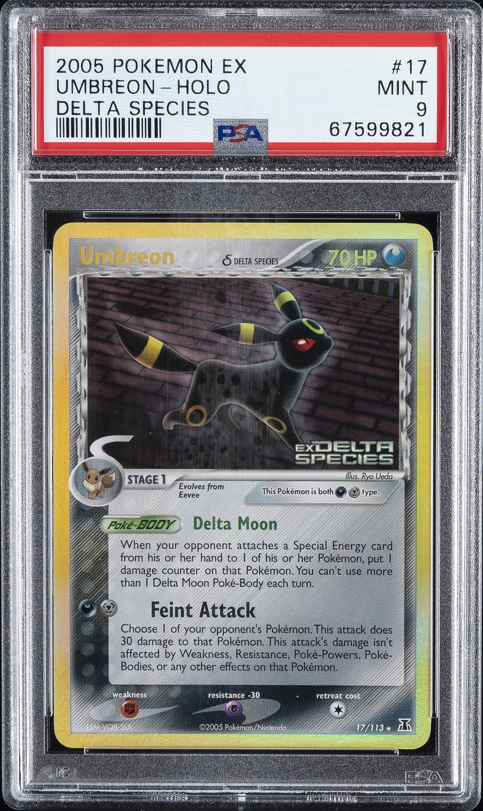 2005 POKEMON EX DELTA SPECIES #17 UMBREON-HOLO PSA 9