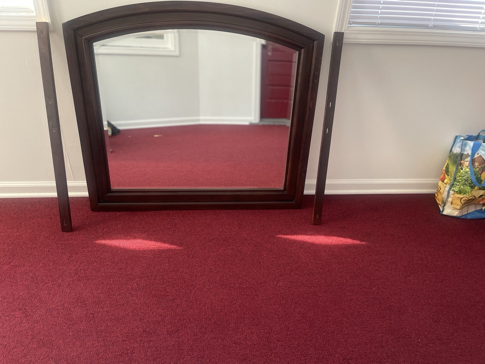 Vintage Dresser Mirror with Wooden Frame and Beveled Glass