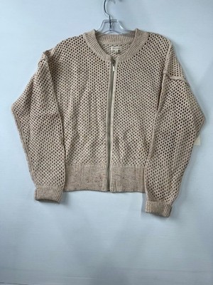 PILCRO By Anthropologie Stitchy Bomber Cardigan Sweater Women's Size L