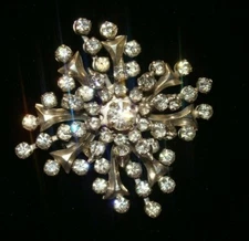 Clear Rhinestone Brooch Pin or Pendant Sllver tone