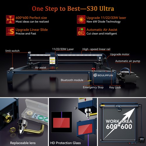 SCULPFUN S9/10/30/ULTRA Laser Graviermaschine & Alle DIY Upgrade Zubehör Kit - Bild 236 von 315