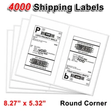 4000 Half Sheet 8.5x 5.5 Shipping Mailing Labels Rounded Corner Self Adhesive