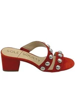 Sole Society Suede Studded Heeled Sandals Sasandra Bright Red