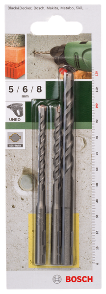 Bosch Uneo Bohrer-Set Betonbohrer Stein FüR Beton Mit Sds-Quick Ø 5/6/8 Mm 3Tlg.-image