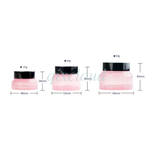 15g 30g 50g Pink Glass Empty Containers Pot Tank Lids Travel Cosmetic Cream Jars - Picture 11 of 12