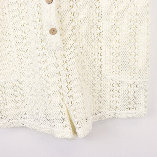Free People FP Beach Wave Maker Romper Gardenia White Small Woven Crochet Knit - Picture 5 of 10