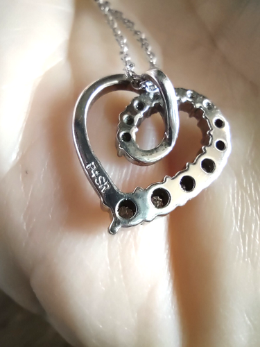 Signed P4SR Star Ring Inc Platina 4 Diamond Heart Pendant Necklace *19" - Picture 5 of 5