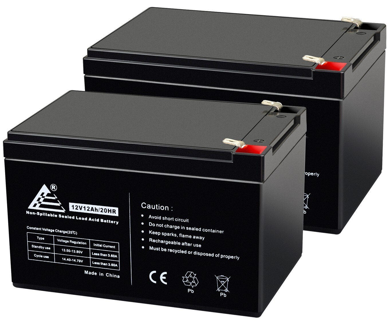 12V 12Ah F2 NEW BATTERY FOR EZIP 900 Electric Scooter - 2 Pa