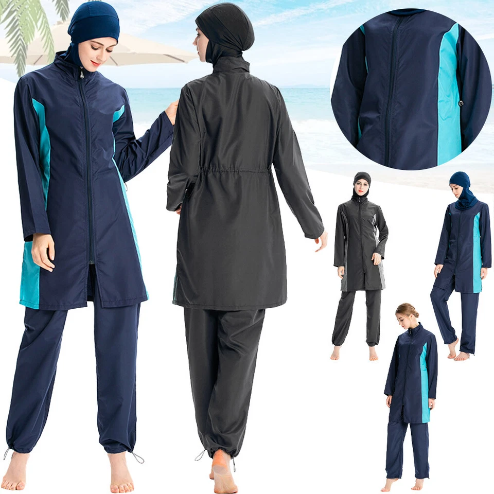3PCS Modest Damen Bademode Badeanzug Muslim Burkini Strandbekleidung Islamisch^ - Bild 4 von 4
