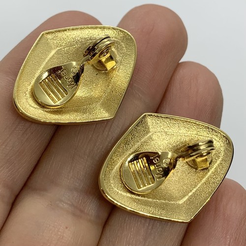 VINTAGE OHRRINGE MONET GLÄNZEND HOLDONE GEOMETRISCH MOD METALL HUGGIE CLIP SIGNIERT - Bild 7 von 7