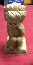 VINTAGE  1971W&R RUSS BERRIE & CO PLASTIC STATUE #711 "LOELINESS IS WITHOUT YOU"