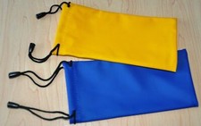 LOT of 2 Soft Cloth Dust Bag Case Sunglasses Glasses Pouch - Blue and Yellow