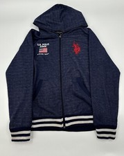 U.S. Polo Assn. Hoodie Boys 14/16 Blue USA Flag, Full Zip Sweatshirt With Logo