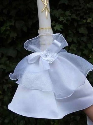 Kerzentuch Tropfschutz weiß creme zum Kommunionkleid Anzug Taufe Kommunion neu