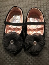 NEW Stuart Weitzman Black Flower Ballet Flats baby shoes Size 4- 58