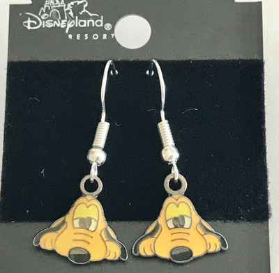 Vintage Disney Pluto Earrings Mickey Mouse Fab 5 Dog Disneyana Signed Charms