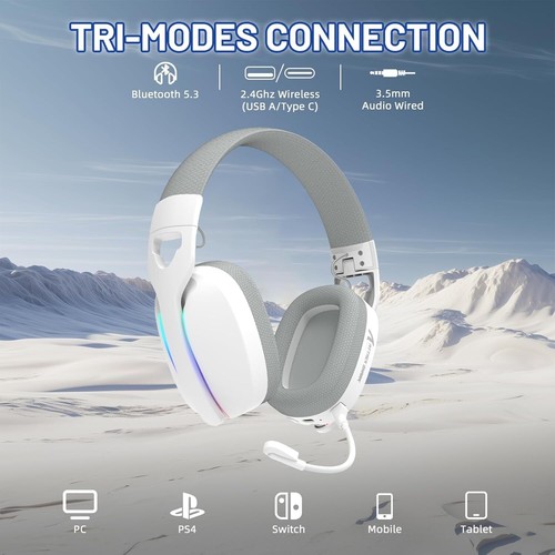 ATTACK SHARK L90 Ultraleichtes kabelloses Gaming-Headset, BT, 2.4G,kabelgebunden - Bild 9 von 13