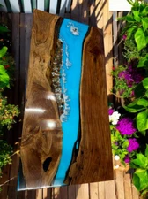 Epoxy Resin Table with Artistic Ocean Theme Unique and Modern Home Furniture Dec