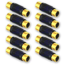 10X Gold Plated RCA Phono Female to Female Connector/Coupler For Audio/Video LOT