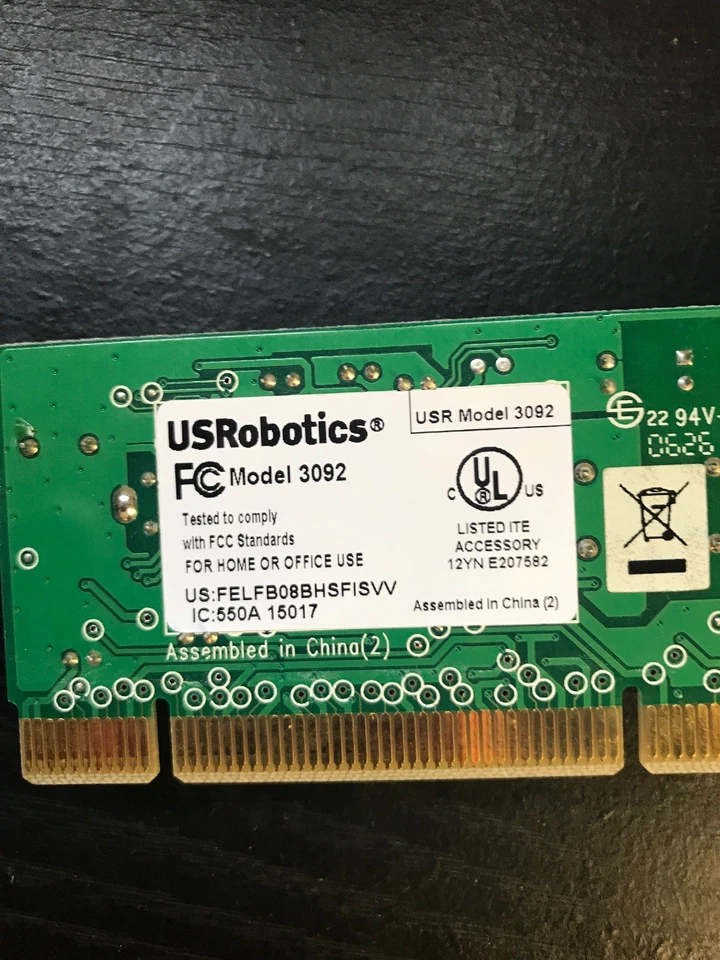 USRobotics 56K PCI Modem/Fax USR263092 - Image 3 of 3
