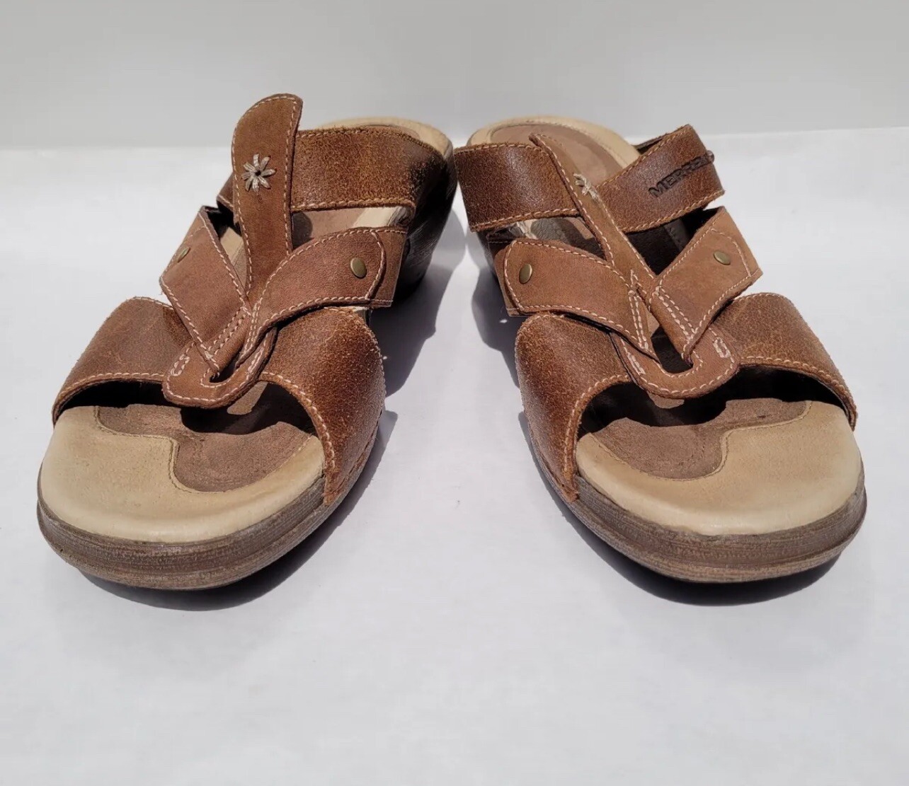 Sandali Merrell Luxe Slide in pelle di visone Donna taglia 7 US scarpe marroni