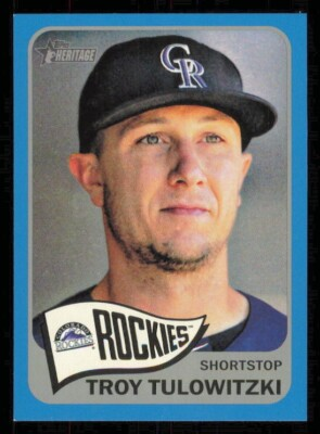 #ad 2014 Topps Heritage BLUE #487 Troy Tulowitzki SP Rockies NM MT $2.25