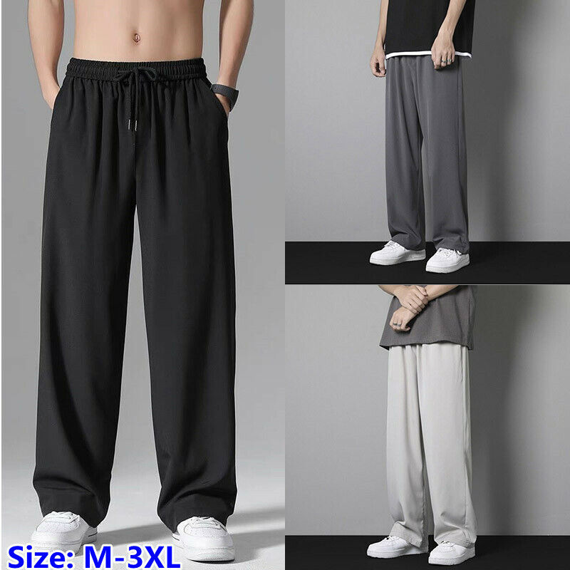 Men Loose Wide Leg Straight Pants Trousers Streetwear Men Loose Wide Leg Straight Pants Trousers Streetwear
