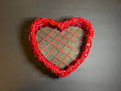 Vintage Red Woven Wicker Heart Shaped Valentine's Day Basket w/ Plastic Insert