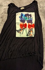 Love J Black Dress With Embellished Shoes & Smile Graphic Size 2X