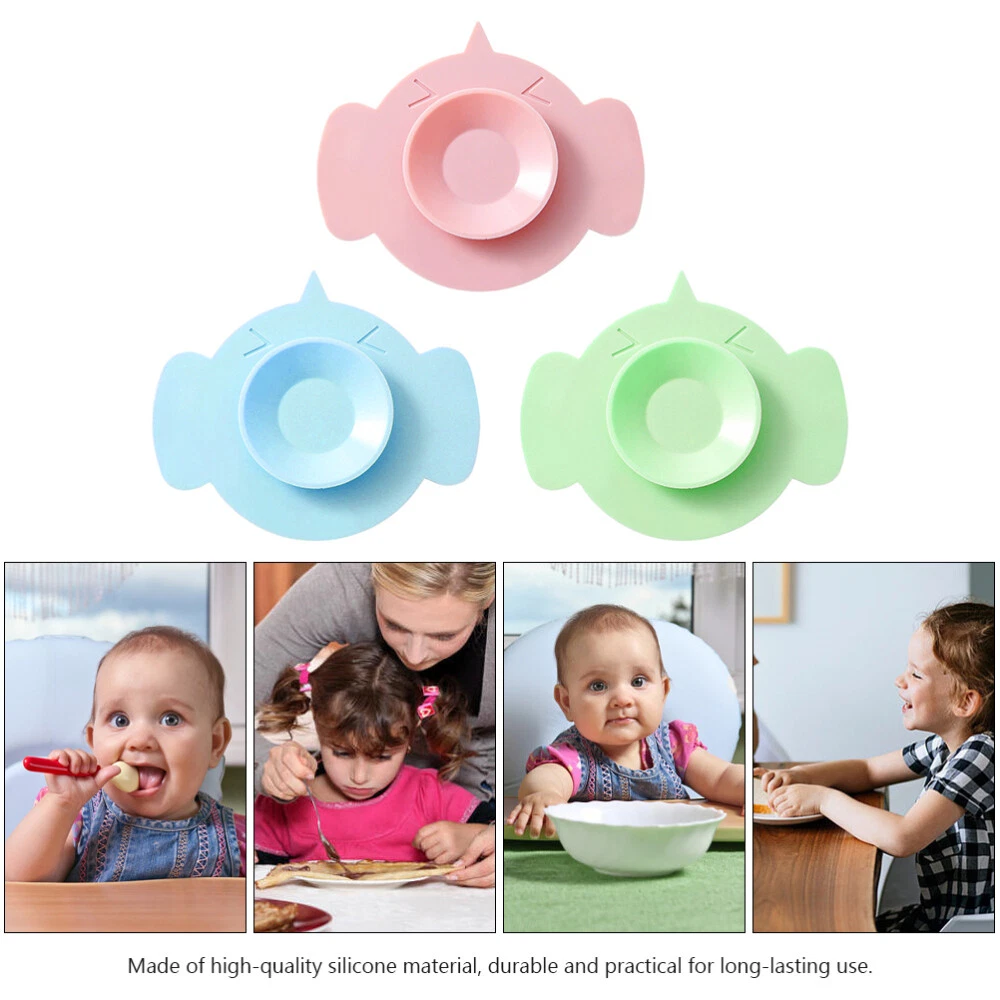 3Pcs Plate Fixer baby plates silicone utensils Kids Bowl Sucker